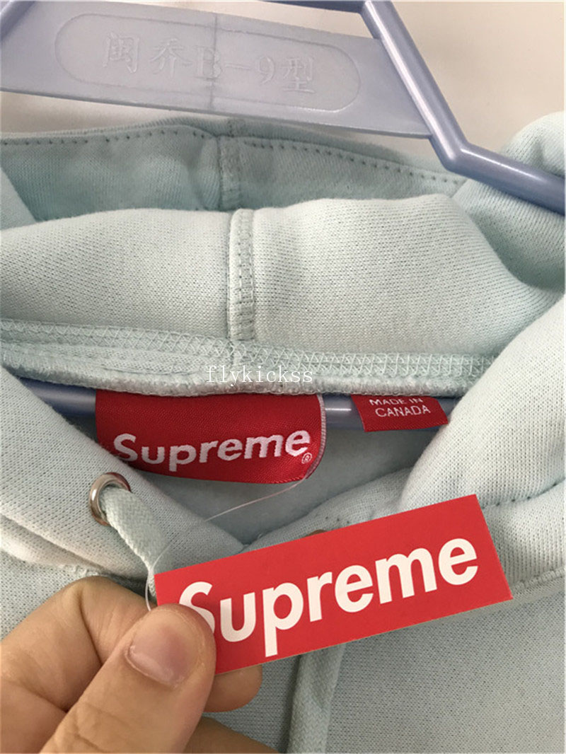 Supreme Ice Blue Hoodie With Yellow Box Logo